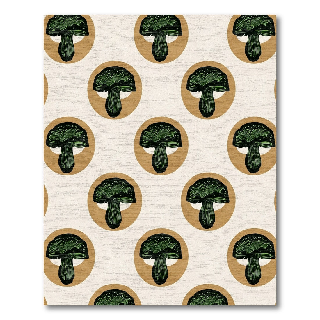 Green Mushroom Circles Throughout Rug