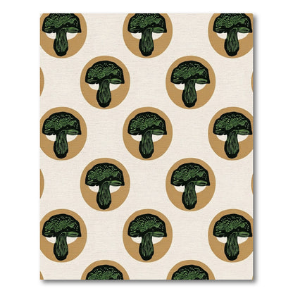 Green Mushroom Circles Throughout Rug