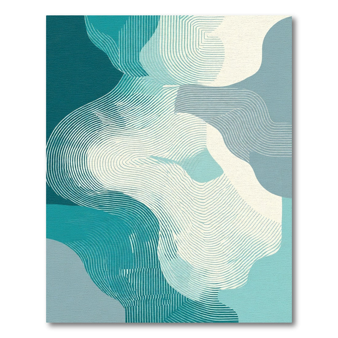 Teal Abstract Contour Waves Rug