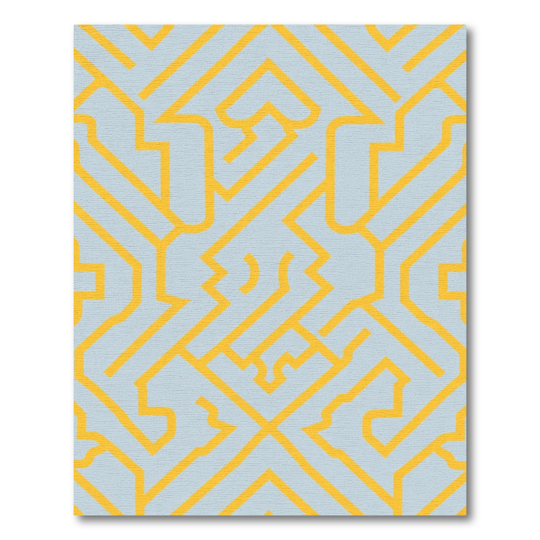 Abstract Yellow Geometric Labyrinth Rug