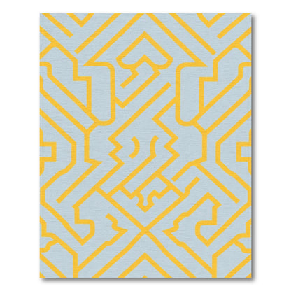 Abstract Yellow Geometric Labyrinth Rug