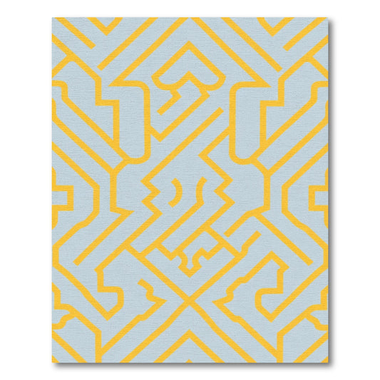 Abstract Yellow Geometric Labyrinth Rug