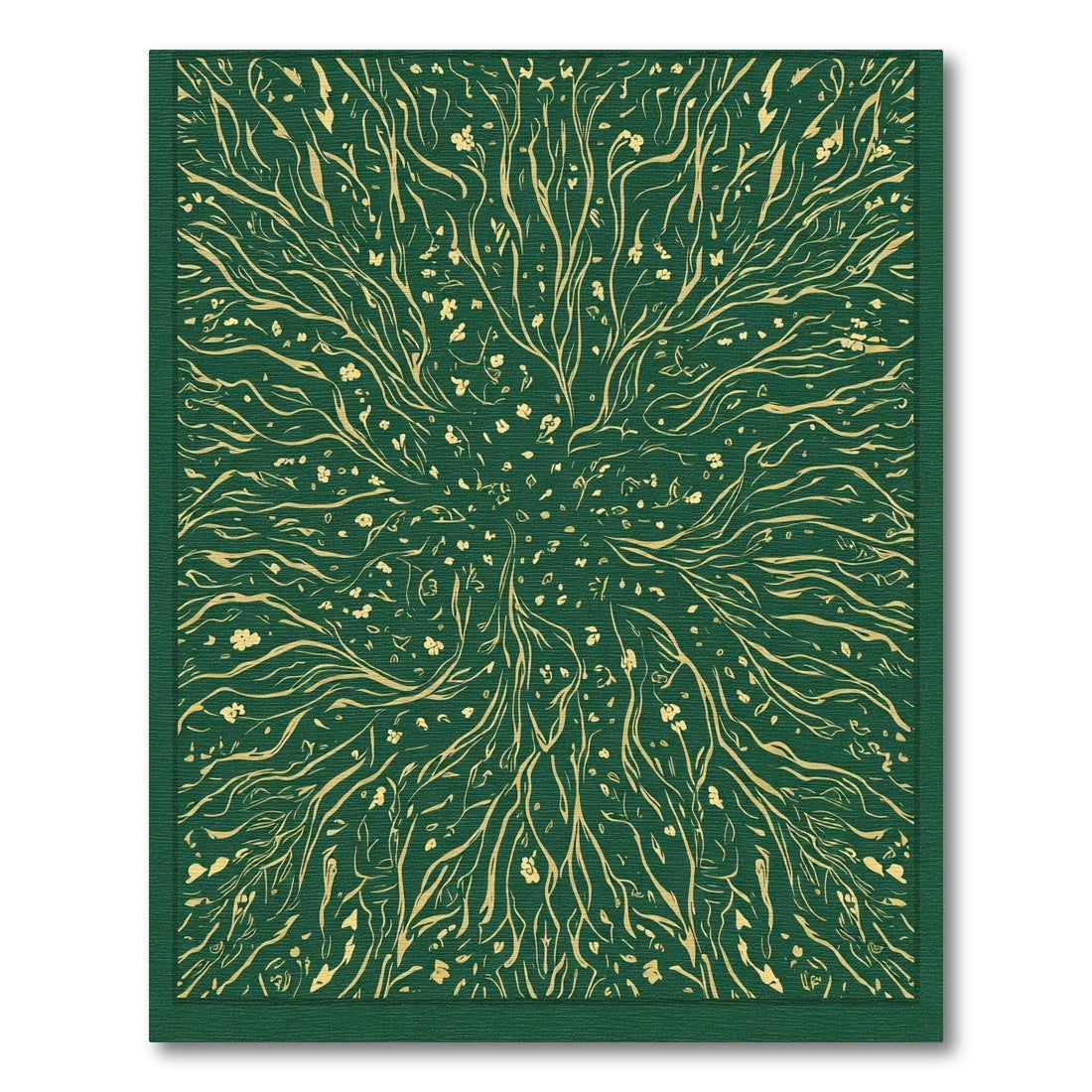 Emerald Green Botanical Branch Accent Rug