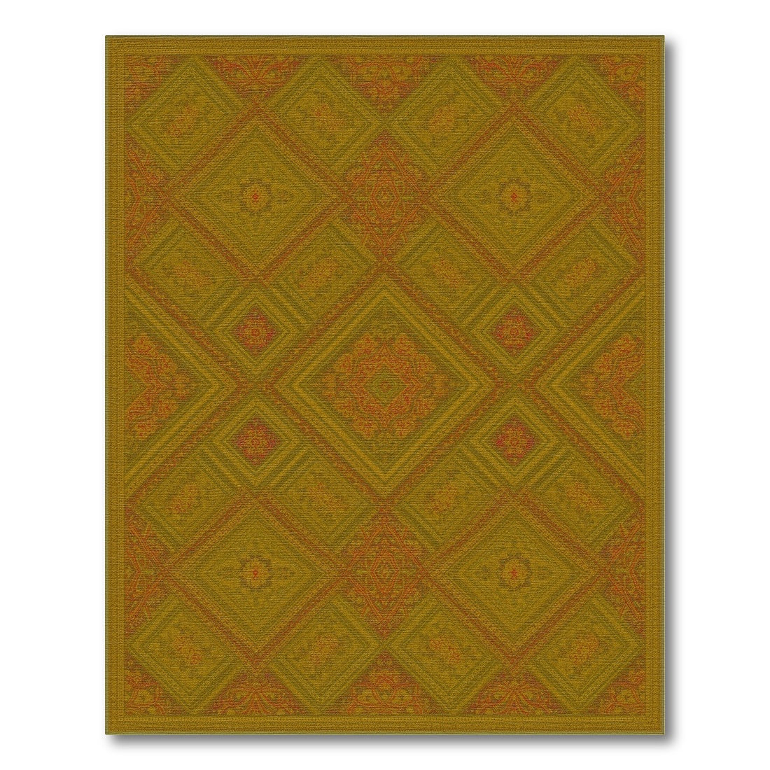 ODIKA Olive Green Diamond Persian Rug