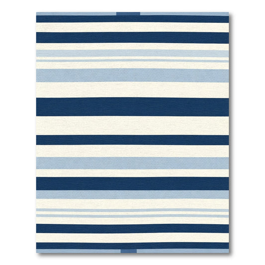 Navy Cream Striped Polka Dot Rug