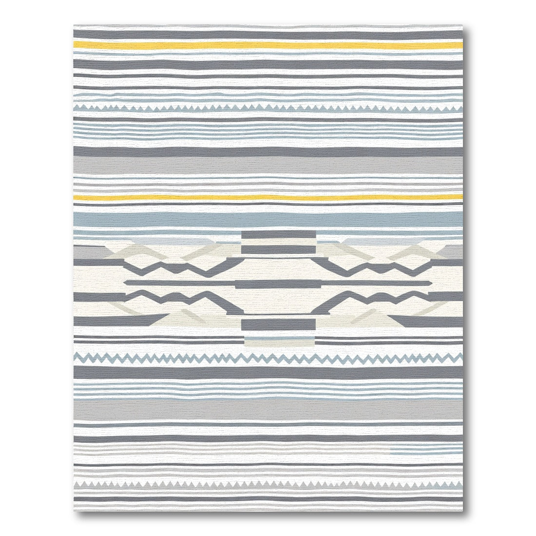 Abstract Horizontal Stripe And Zigzag Rug