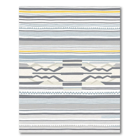 Abstract Horizontal Stripe And Zigzag Rug