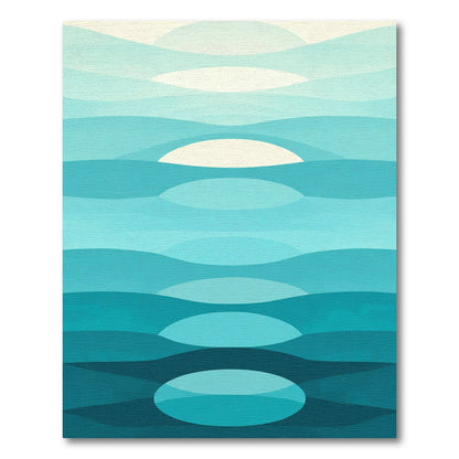 Ocean Waves Teal Gradient Rug