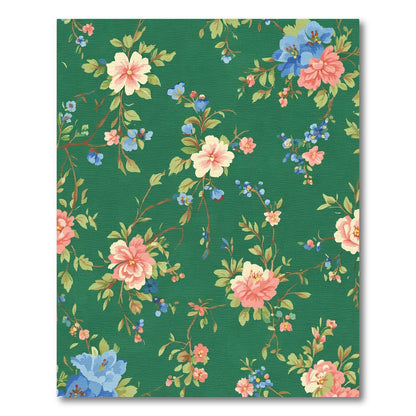 Vintage Emerald Green Floral Bloom Rug