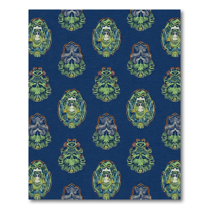 Navy Cobalt Green Heraldic Crest Rug