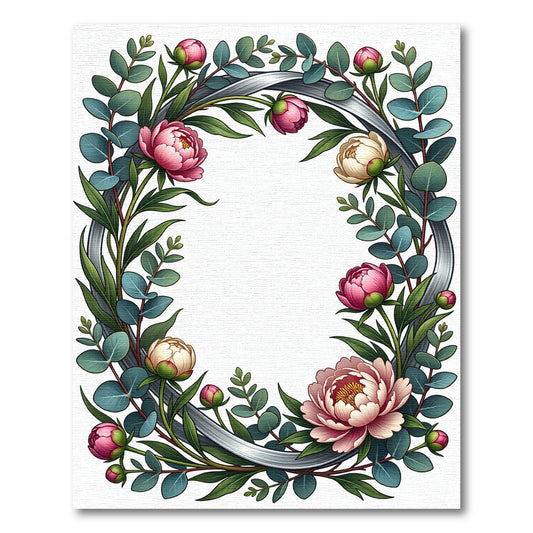 Pink White Peony Eucalyptus Wreath Rug
