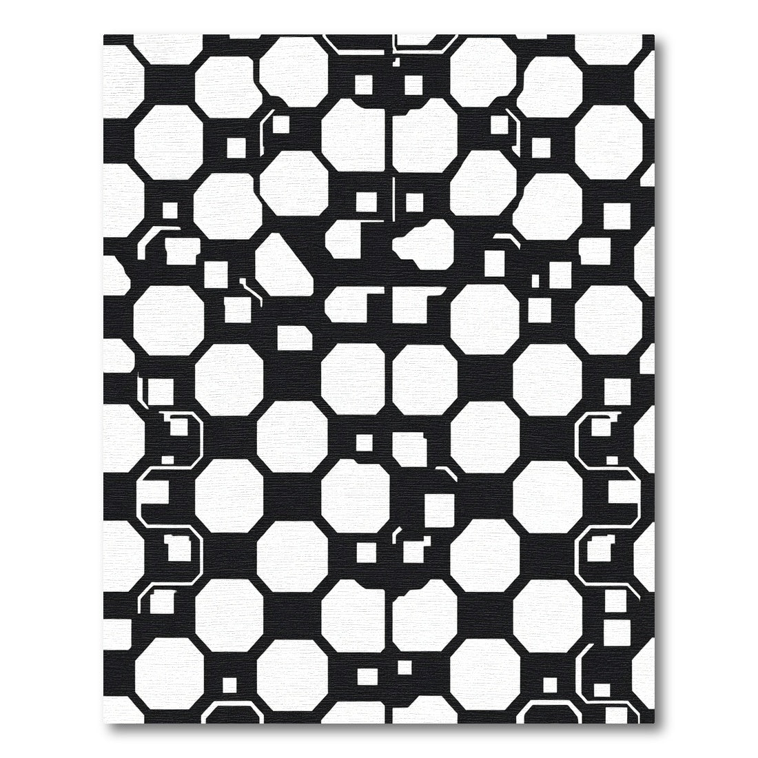 Black White Octagon Tile Mosaic Rug