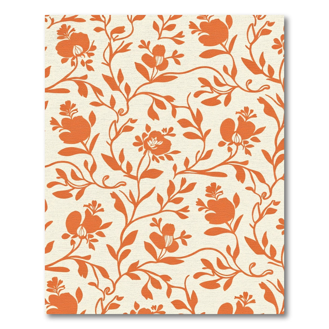 Orange Floral Vines Cream Background Rug
