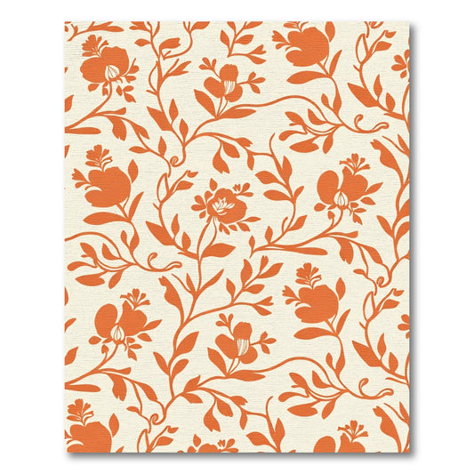 Orange Floral Vines Cream Background Rug