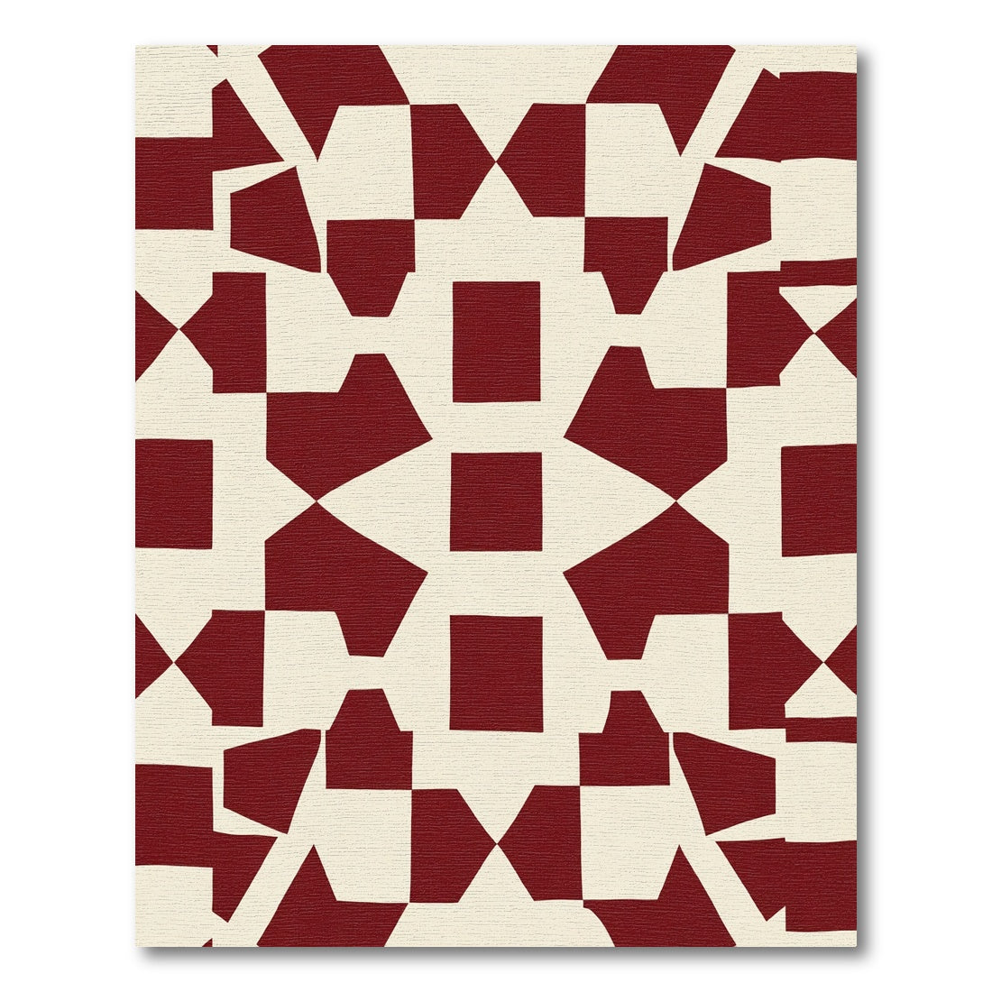 Crimson Abstract Geometric Composition Rug