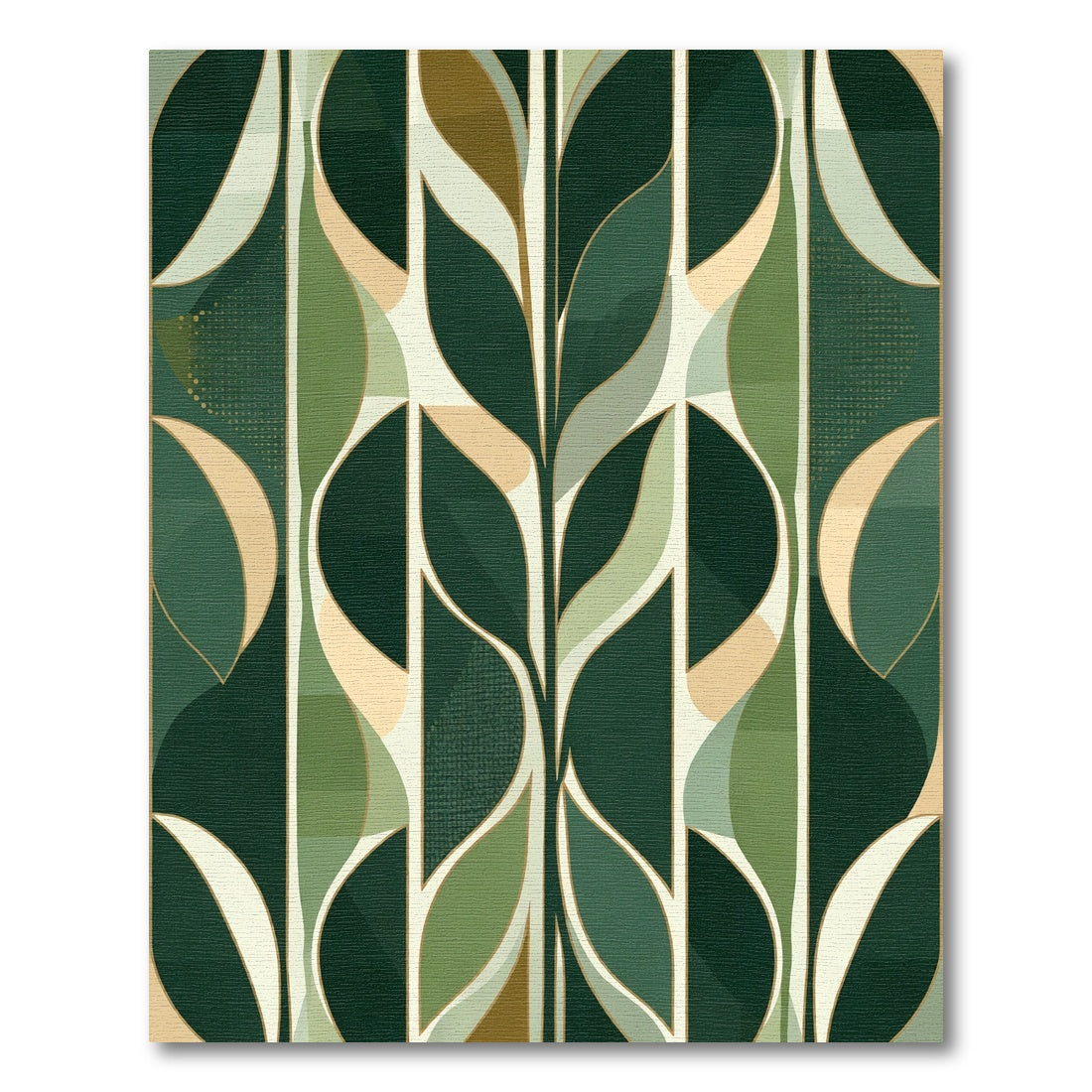 Emerald Green Leafy Abstract Forms Rug