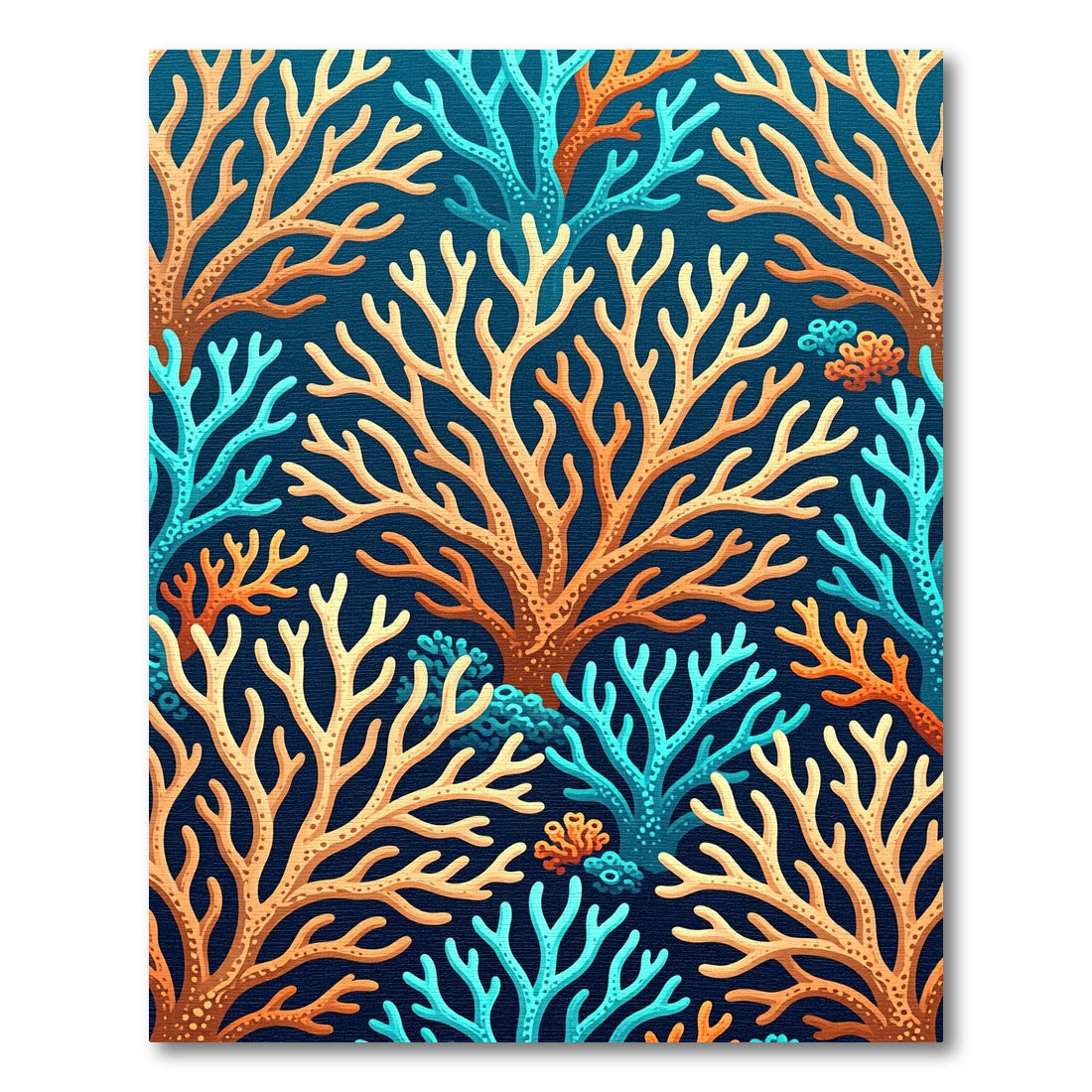 Coastal Coral Branch Ocean Blues Rug