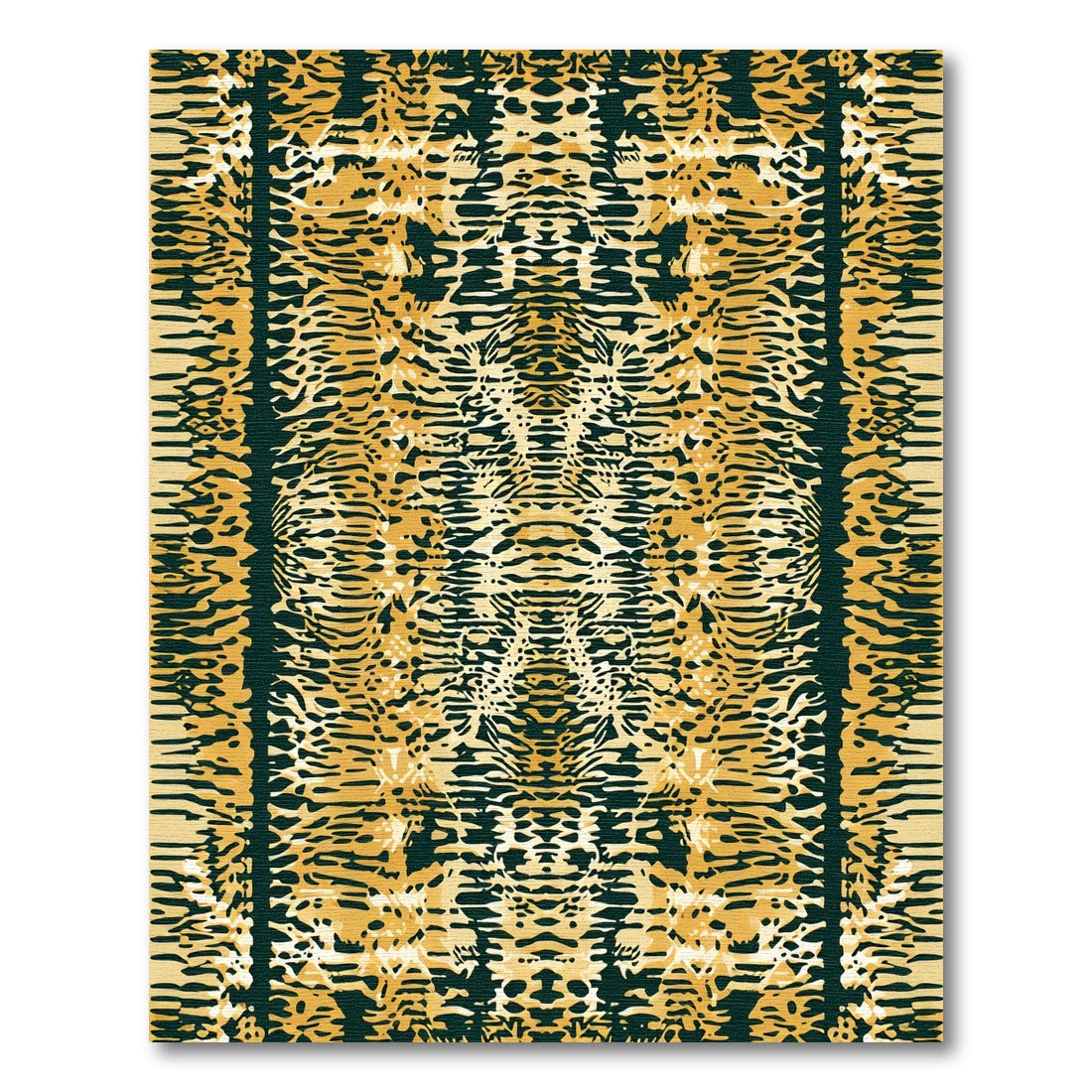 Golden Black Abstract Animal Print Rug