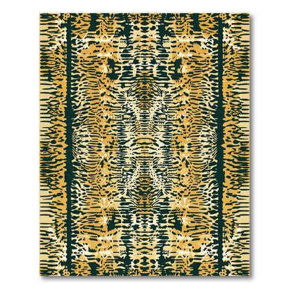 Golden Black Abstract Animal Print Rug