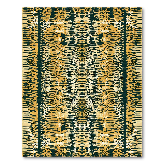 Golden Black Abstract Animal Print Rug