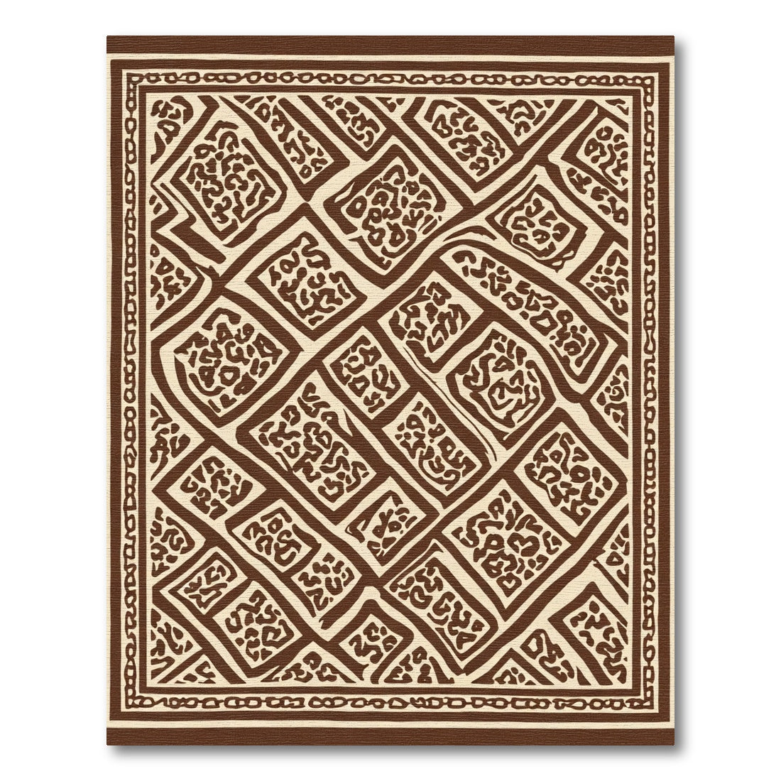 Brown and Cream Diamond Animal Print Rug