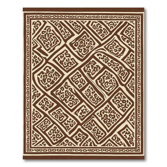 Brown and Cream Diamond Animal Print Rug
