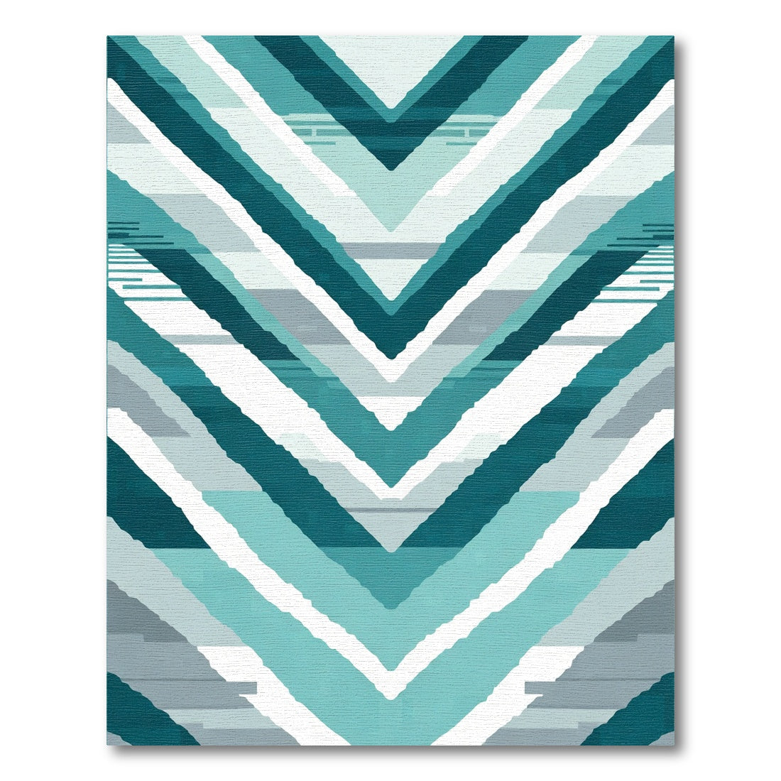 Teal Blue Chevron Stripe Rug
