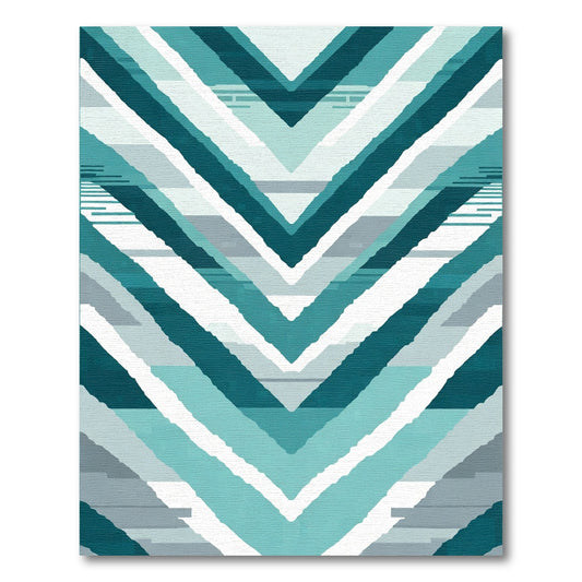 Teal Blue Chevron Stripe Rug