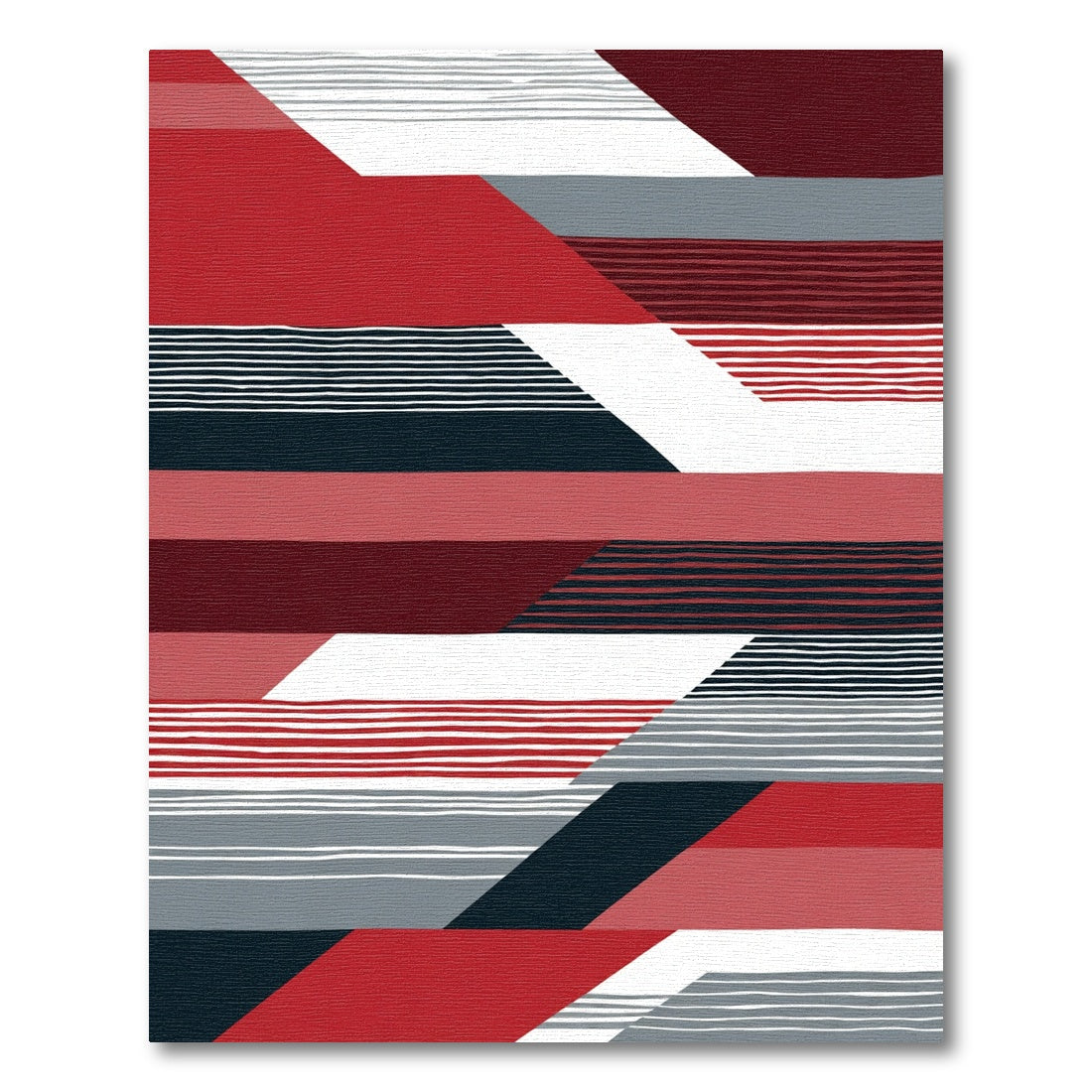 Bold Red Geometric Stripe Abstract Rug