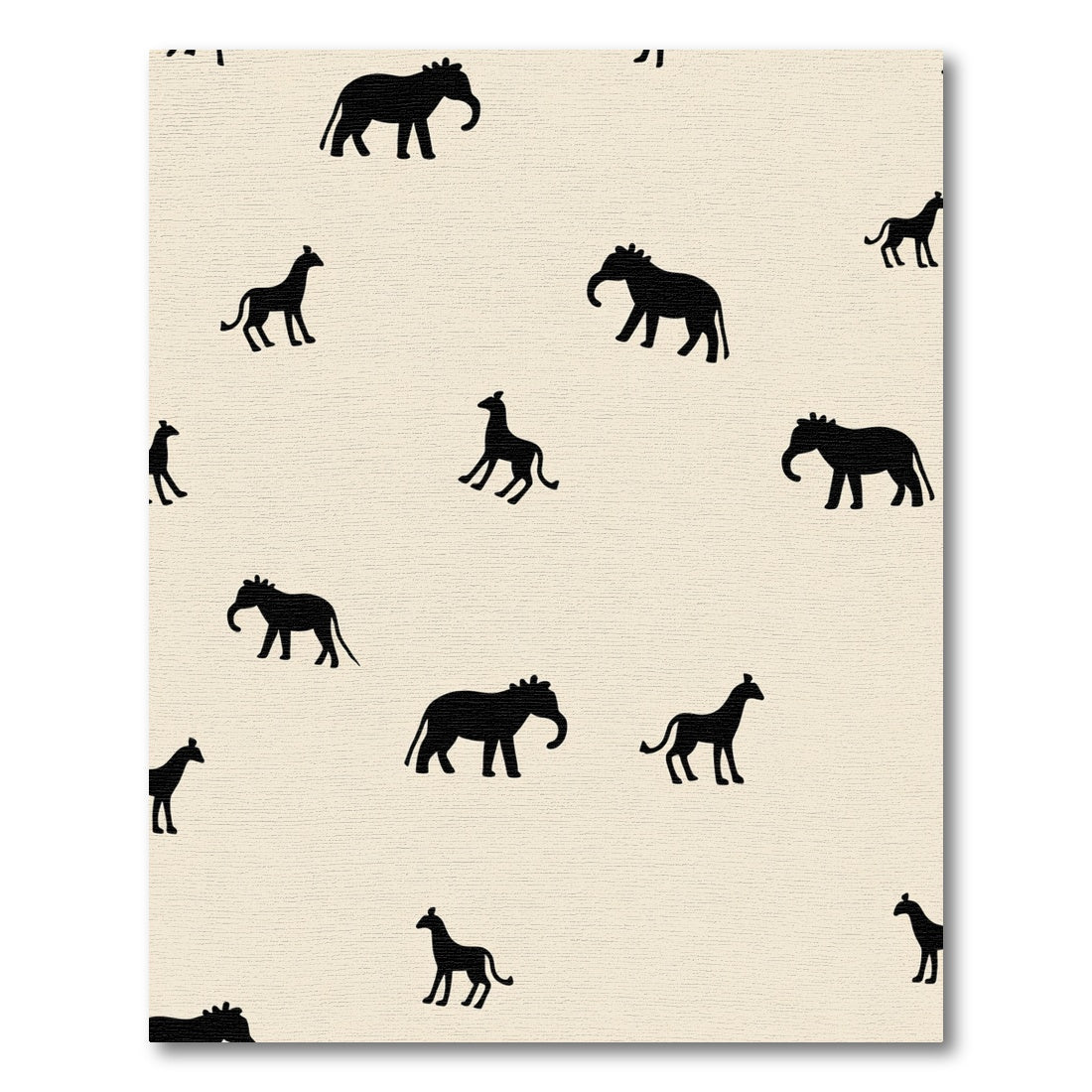 Black Elephant Giraffe Safari Scatter Rug
