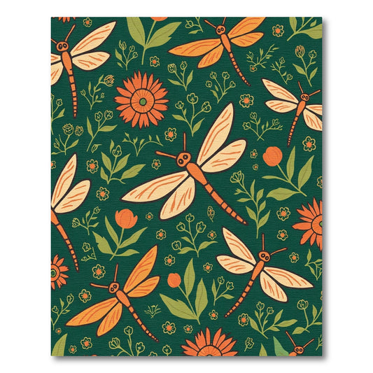 Orange Dragonfly Floral Meadow Rug