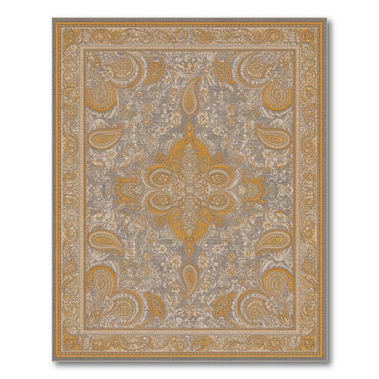 Grey Gold Medallion Paisley Area Rug