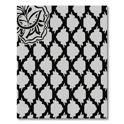 Monochromatic Black White Mandala Geometric Rug