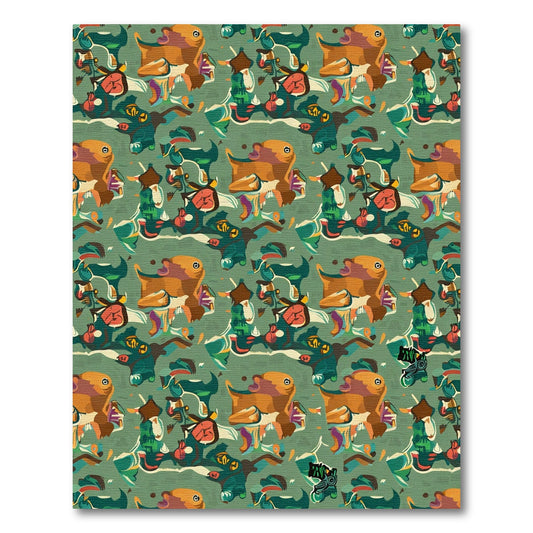 Playful Orange Creatures Abstract Pattern Rug