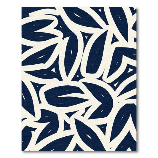 Navy Abstract Petal Flow Rug