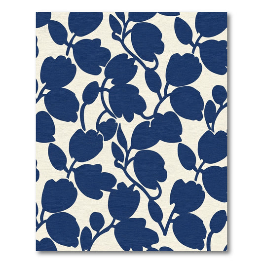 Deep Blue Floral Silhouette Rug