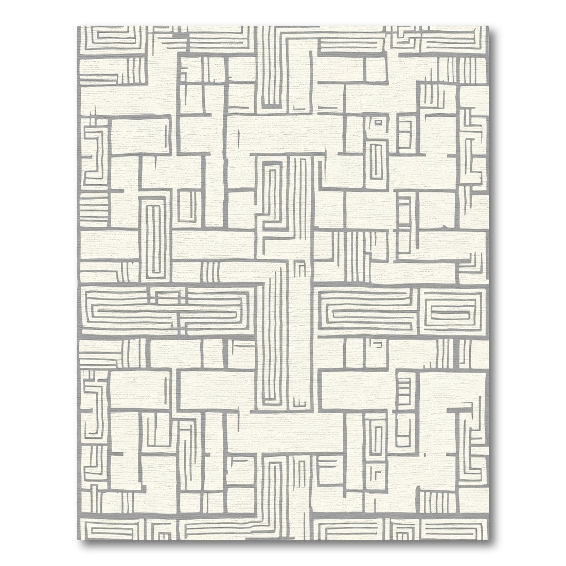 Gray Maze Abstract Geometric Layout Rug