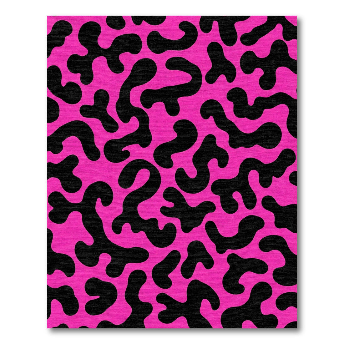 Vivid Pink Black Organic Blob Rug