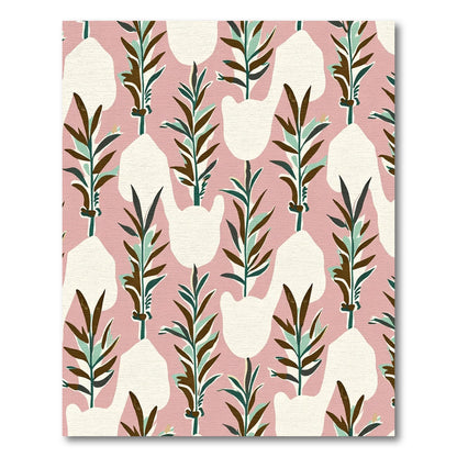 Pink Botanical Abstract Plant Rug