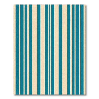 Teal Cream Vertical Stripe Rug