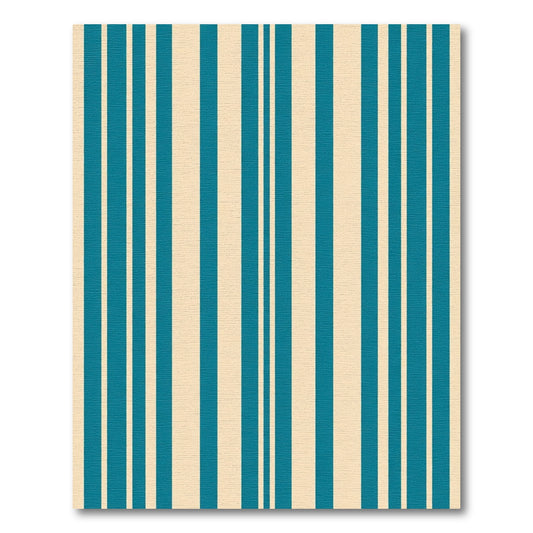 Teal Cream Vertical Stripe Rug