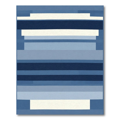 Deep Blue Gradient Horizontal Stripe Rug