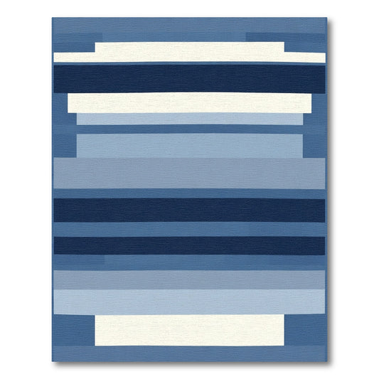 Deep Blue Gradient Horizontal Stripe Rug