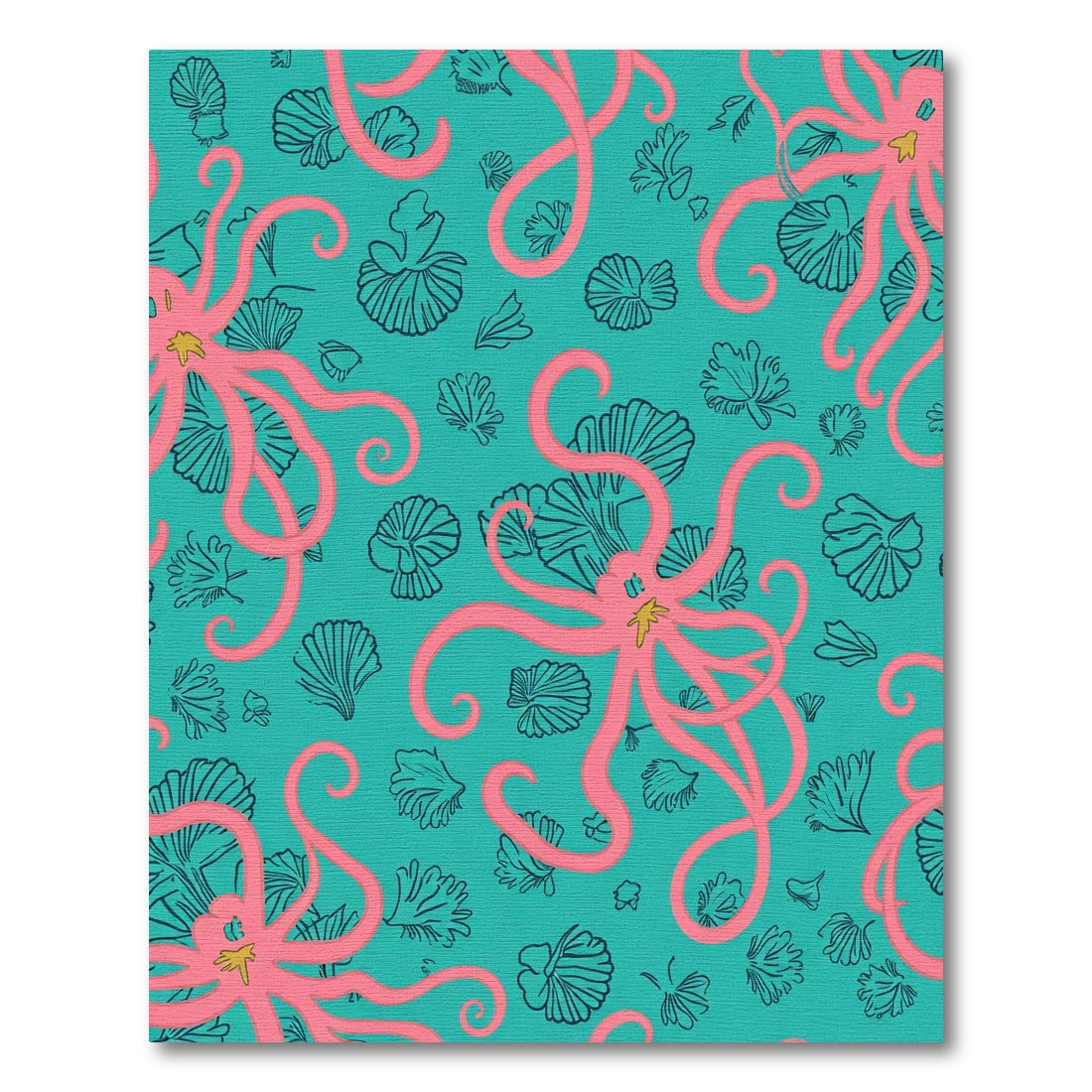Pink Octopus Coral Teal Ocean Rug