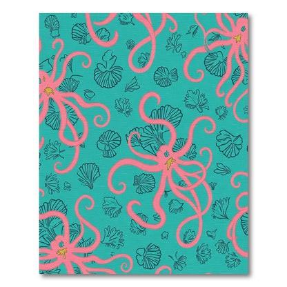 Pink Octopus Coral Teal Ocean Rug