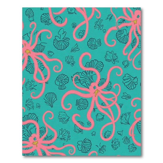 Pink Octopus Coral Teal Ocean Rug