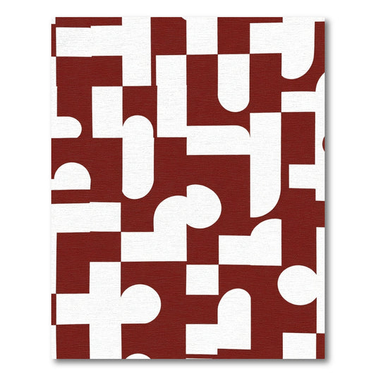Deep Red Abstract Geometric Forms Rug