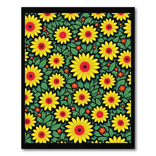 Yellow Red Sunflower Garden Pattern Rug