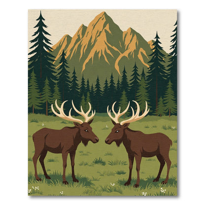 Majestic Moose Forest Mountain Vista Rug
