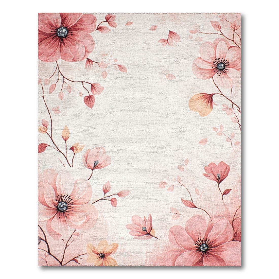 Blush Pink Floral Vintage Area Rug